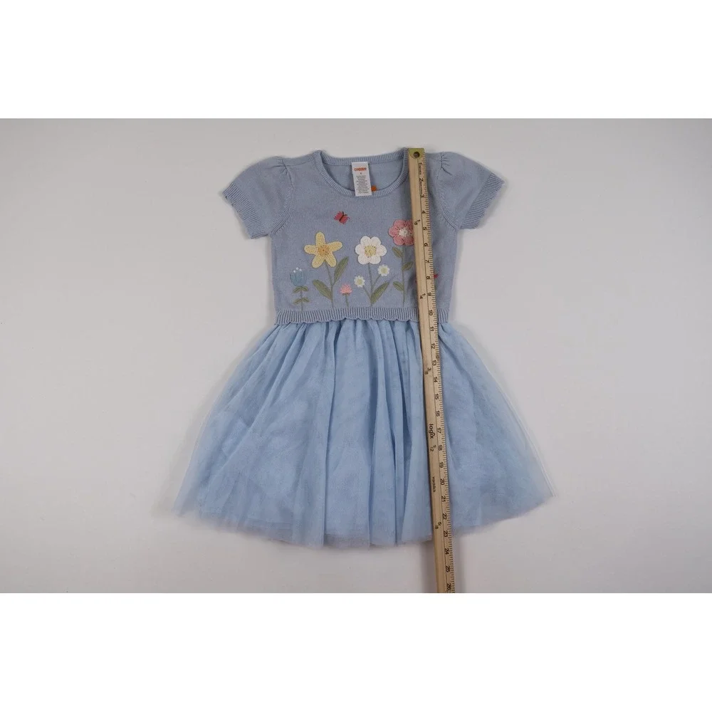 Gymboree Girls Tulle Dress Floral Knit Tutu Blue Size 6 NWT MSRP 50